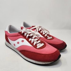 Saucony Hornet Red White Leather Textile Running Shoes Sneakers Womens 11 Retro
